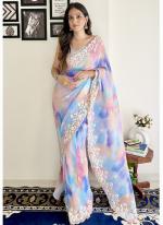 Faux Georgette Multi Colour Casual Wear Sequins Work Saree